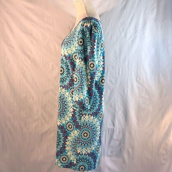 Felicity & Coco Jersey Multi Color Shift Dress 3/4 Length Sleeves M - Picture 4 of 10